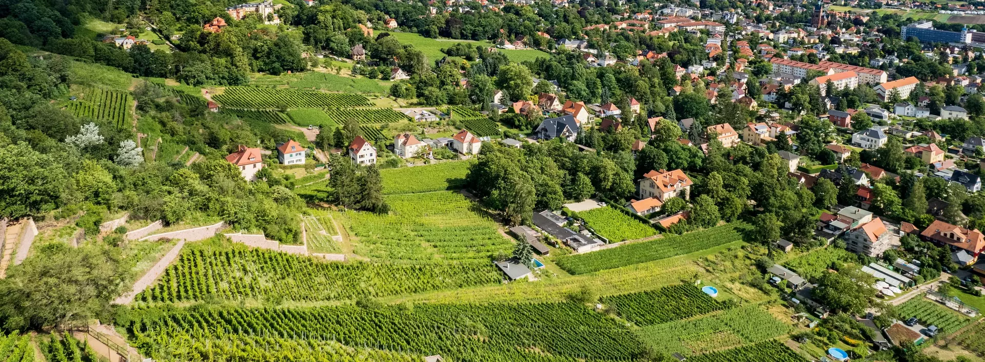 Radebeul von oben, Sachsen