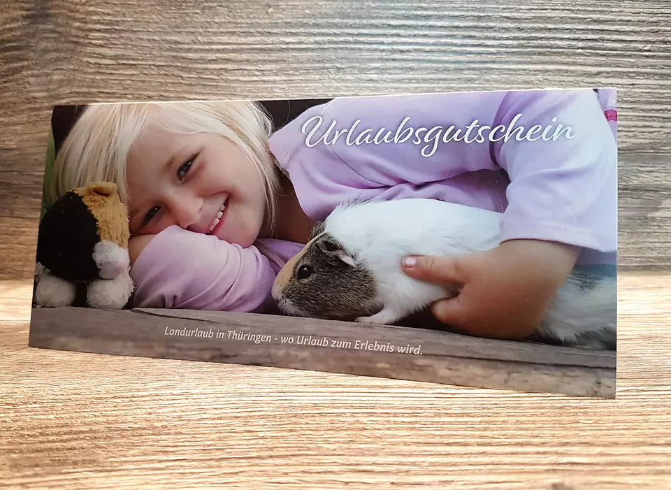 Gutschein "Meerschweinchen" - © Landurlaub in Thüringen, Urlaubsgutschein Meerschweinchen für einen Urlaub auf dem Bauernhof in Thüringen verschenken