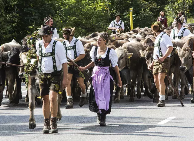 im Urlaub auf dem Bauernhof in Bayern den Almabtrieb im Herbst erleben