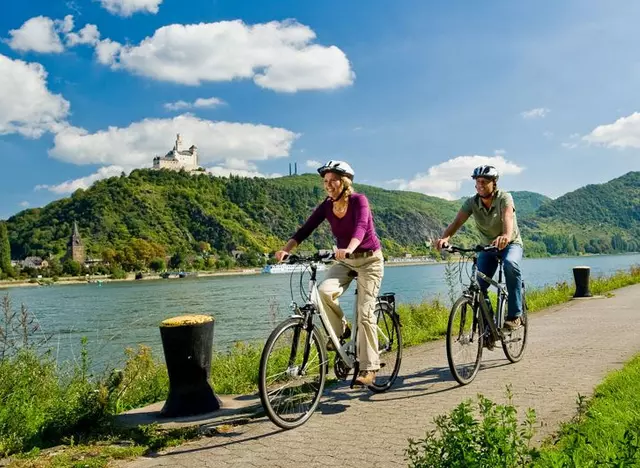 im Urlaub am Rhein eine Radtour auf dem Rheinradweg machen