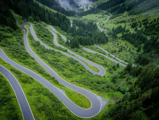 Silvretta High Alpine Road in Austria Montafon - aerial view - travel photography