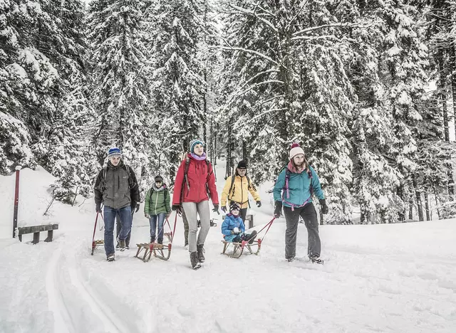 im Winterurlaub in Baden-Württemberg eine Winterwanderung mit der ganzen Familie machen
