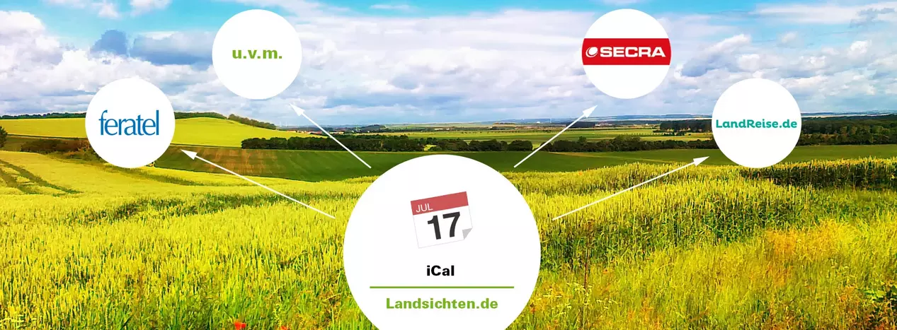 iCal-Schnittstelle - © Landsichten.de, Die automatisierte und kostenlose Kalender-Synchronisation via iCal-Kalender-Export sorgt dafür, dass Frei- und Belegtmeldungen auf anderen Portalen wie feratel, SECRA und LandReise sowie vielen weiteren immer aktuell gehalten werden.