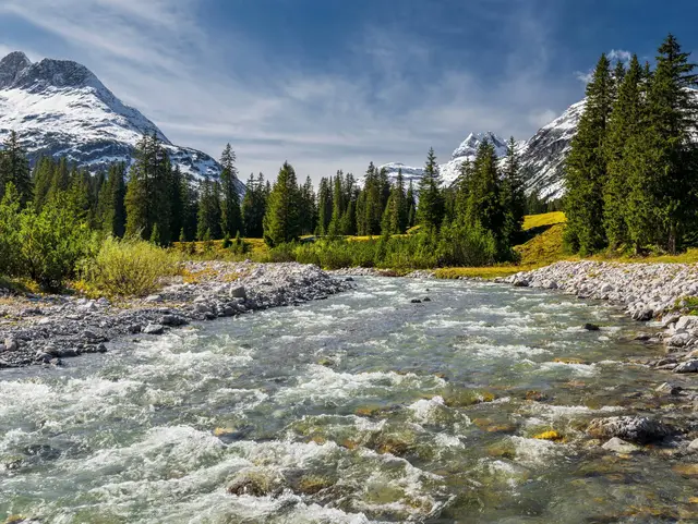 Fluss Lech, Lechquellengebirge, Vorarlberg, Österreich