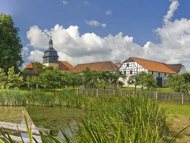 Blick auf den Ort Teichwitz im Thüringer Vogtland