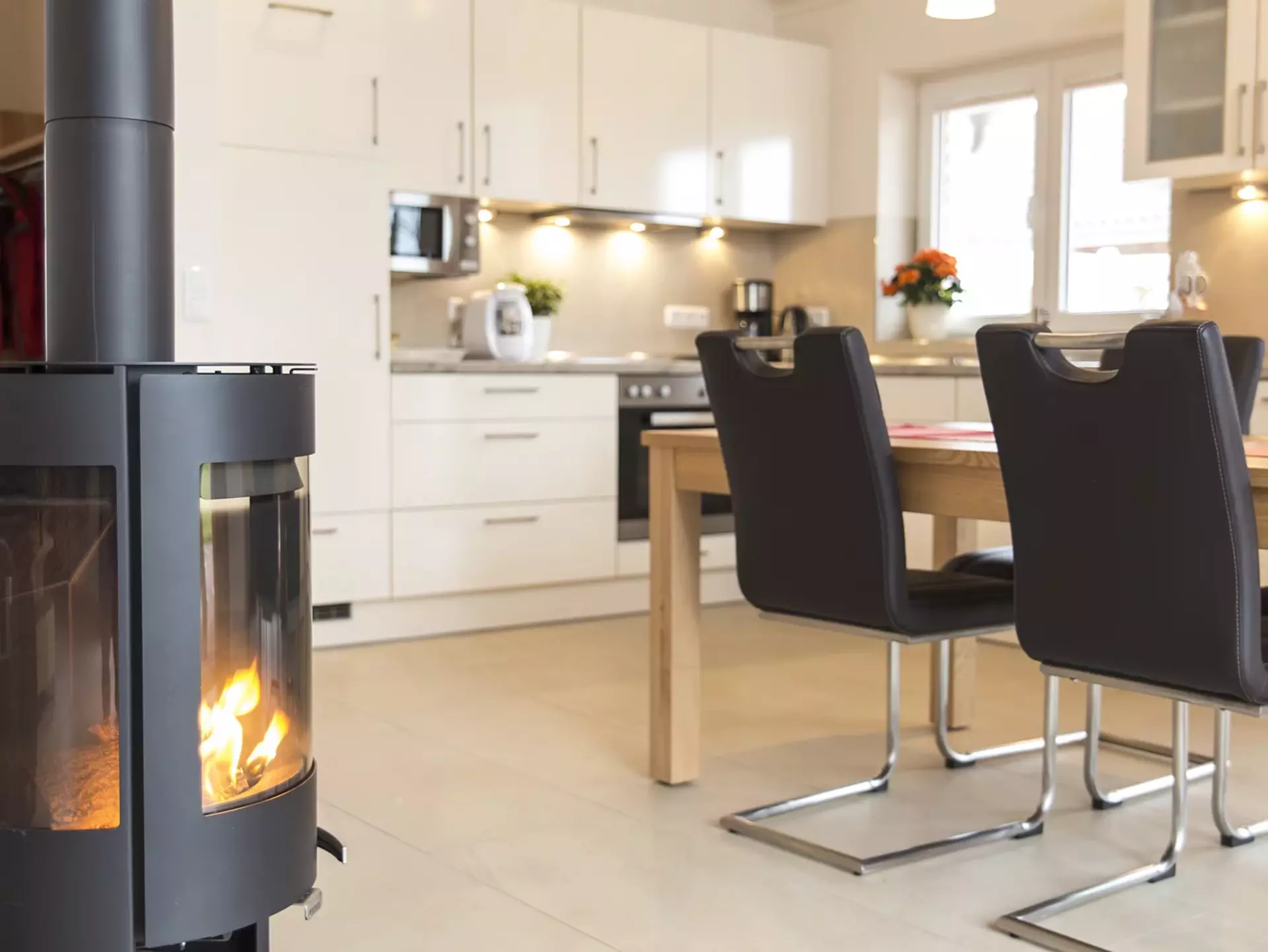 Landurlaub Deluxe im Ferienhaus mit Kamin auf Fehmarn ander Ostsee