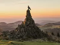 Ausblick von der Fliegerschule auf der Wasserkuppe in der hessischen Rhön.