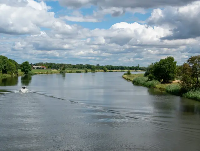 The river Saale near Calbe in Saxony-Anhalt. The river Saale flows into the Elbe at Barby.