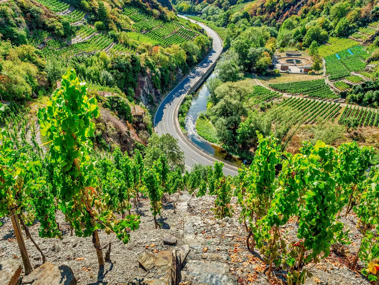 Die Bundesstraße B267 im Ahrtal. Altenahr, Rheinland-Pfalz, Deutschland