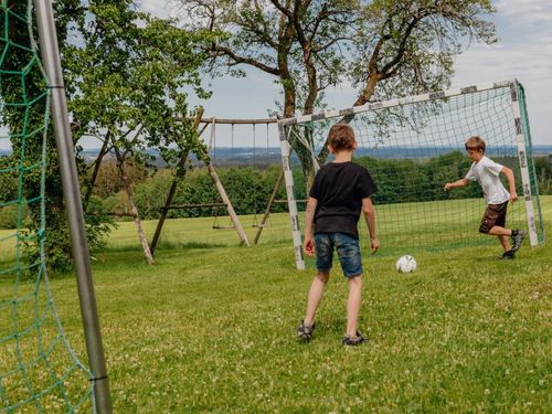 FuÃŸball im Garten