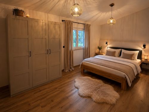 1. Schlafzimmer in der 1. Etage mit Doppelbett