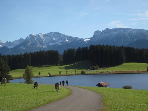 Wandern vor Bergkulisse