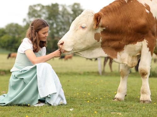 Anna-Luisa mit ihrem Ochsen Freddi