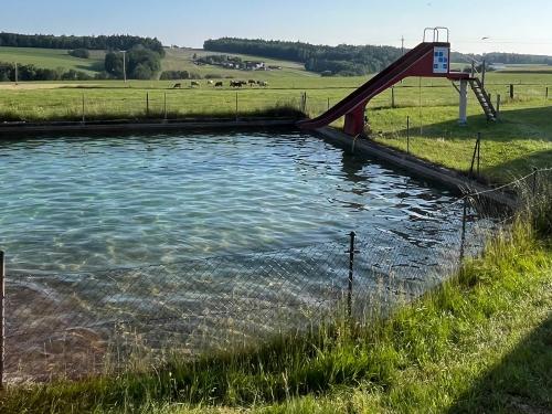 Badeweier mit Wasserrutsche Badeweier mit Wasserrutsche