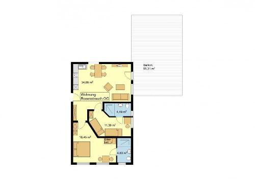Grundriss der Wohnung Rosenstrauch