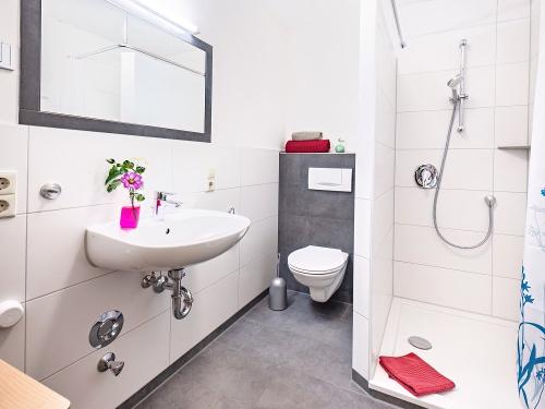 Ferienwohnung Zaunkönig Badezimmer