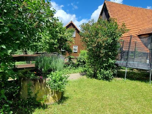 am Grillplatz mit Riesentrampolin