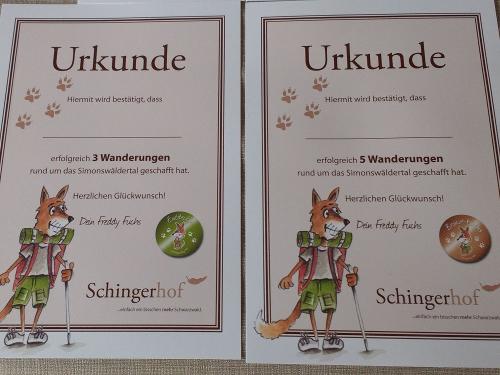 Urkunde für kleine Wanderfüchse