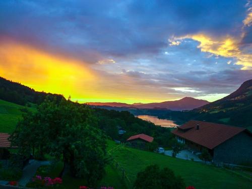 Sonnenaufgang mit Blick auf den großen Alpsee