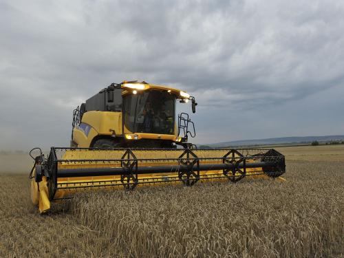 Dem Mähdrescher bei der Ernte zuschauen