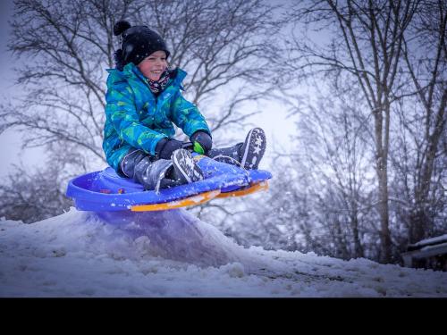 Schlitten fahren kann man im Winter hier auch