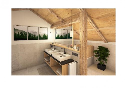 Ferienwohnung Weitblick - Großes Badezimmer mit Kombisauna und Badewanne