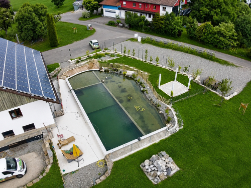 Schwimmteich Luftbild Schwimmteich Luftbild