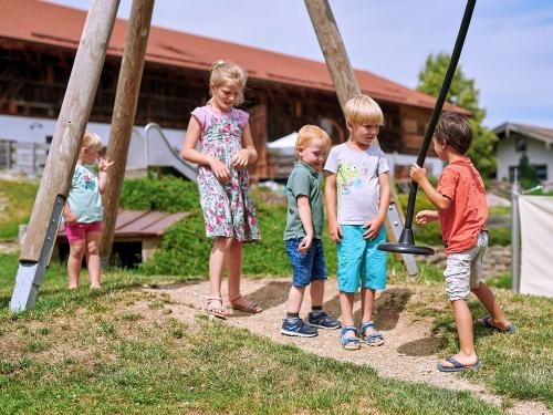 Unser Spielplatz bietet eine Seilbahn