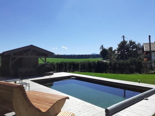 Holzpool mit Holzliege