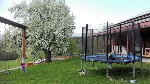 Spielplatz mit Trampolin, Schaukel und Spielturm