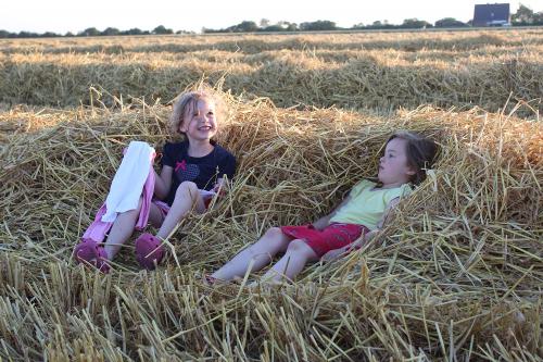 Kinder im Stroh