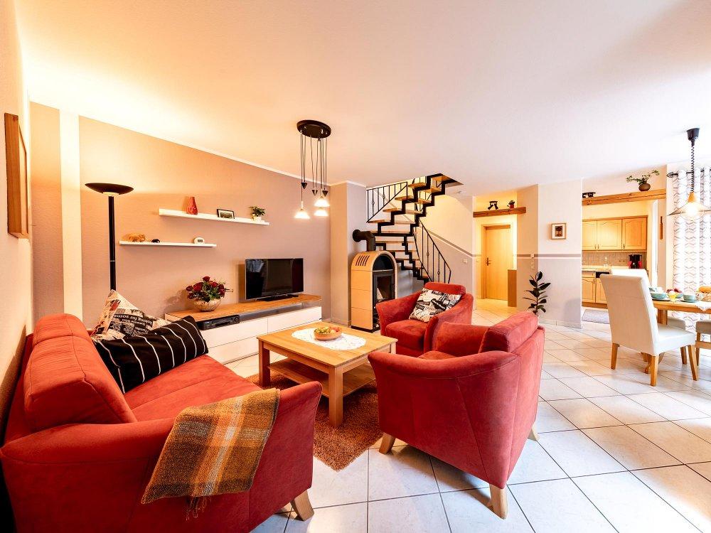 Ferienhaus: Wohnraum mit Küche Ferienhaus: Wohnraum mit Küche