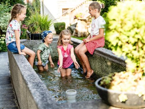 Im Steintrog Wassergrand plantschen