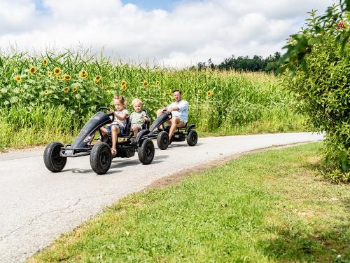 Kettcar fahren um den Hof