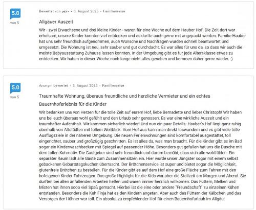Erste Gästebewertungen