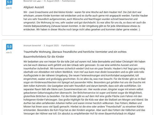 Erste Gästebewertungen