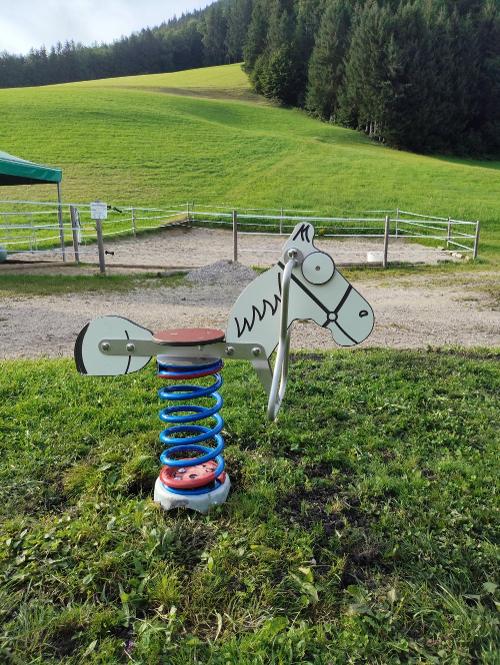 Schaukelpferd Jolly neben unserem Reitplatz