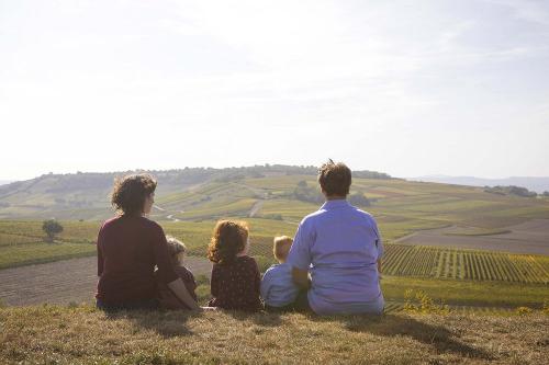 Familie in den Weinbergen in Rheinhessen
