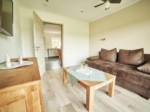 Ferienwohnung - Wohnraum mit Schlafsofa und TV