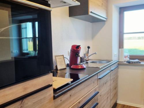 voll ausgestattete Küche mit Wasserkocher, Toaster, Mikrowelle, Senseo-Kaffeemas voll ausgestattete Küche mit Wasserkocher, Toaster, Mikrowelle, Senseo-Kaffeemas